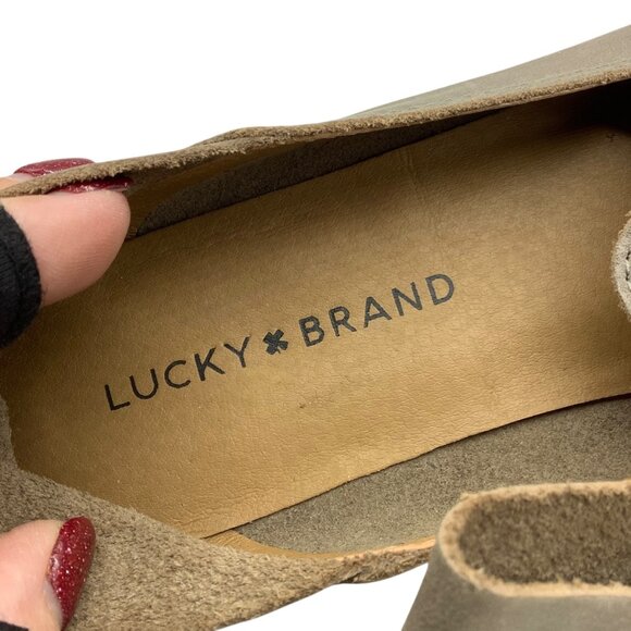 Lucky Brand Cahill Leather Slip-On Loafers Women Size 8 Taupe - Picture 3 of 8